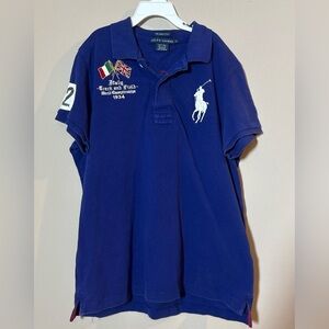 Ralph Lauren Blue Italy Track & Field Skinny POLO Big Pony Women’s Large
